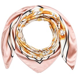 Corciova 35 x 35 Women Silk Like Square Hair Scarf Pale Pink Yellow Orane Vintage Sunflower Headband Tie Sleeping at Night
