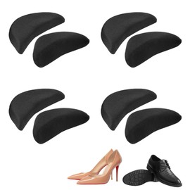 DELUXEFOX 8 Pcs Toe Cushion, Shoe Size Adjustment, Dealing with Large Shoes, Anti-chafing Insole, Too Large Insoles, Toe Insoles, Pumps, Shock Absorption, Comfortable (Black)