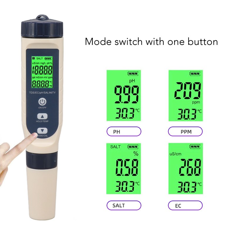 5 in 1 Water Quality Tester TDS EC PH TEMP