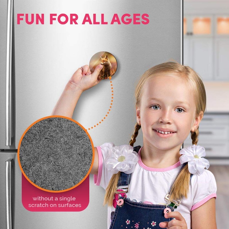 1 x Round MDF Magnet - Cute Ginger Fox Autumn