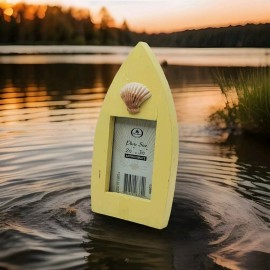 Hermitage pottery Yellow 3D Rowboat Photo Picture Frame Summer Vacation 2.5 x 3.5 Photo Display
