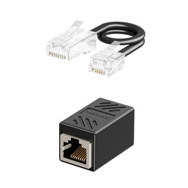 Uvital RJ11 to RJ45 Adapter, 1 Pack RJ45 Female to RJ11 Male for Landline Telephone, Black Phone Jack to Ethernet Adapter with Cable