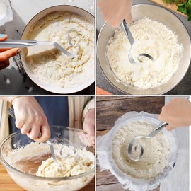 Nogeqi Seamless Bread Dough Whisk, Stainless Steel Bread Whisk for Cooking, 10inch Danish Dough Whisk for Sourdough, Danish Whisk for Sourdough Bread, Dishwasher Safe Dough Wisk for Whisking(Sliver)