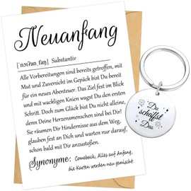 RFBEUTEL New Beginnings Card with Keyring New Beginnings Card Small Gifts for Colleagues Farewell Colleague Job Change Retirement New Job Courage Gifts