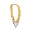 Unbranded Women Necklace Gold Metal Chain Links Silver Triangle Pendant