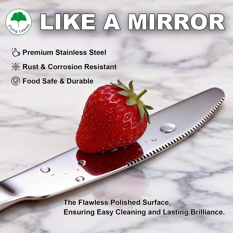 Flying Leaves 6 Piece Stainless Steel Dinner Knives Set, 9