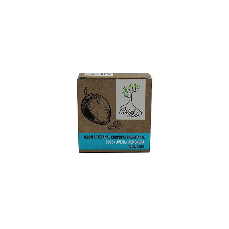 Árbol Verde Jabón Artesanal Corporal Hidratante, Coco Avena y Almendra,
