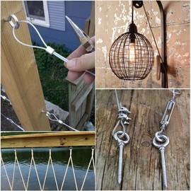 Stainless Steel Wire Rope Set 30 m, Wire Rope 2 mm Stainless Steel, Wire Rope Trellis Set with PVC Coated, Steel Cable with Eyelets, M5 Rope Tensioner Stainless Steel Turnbuckle for Washing Line,