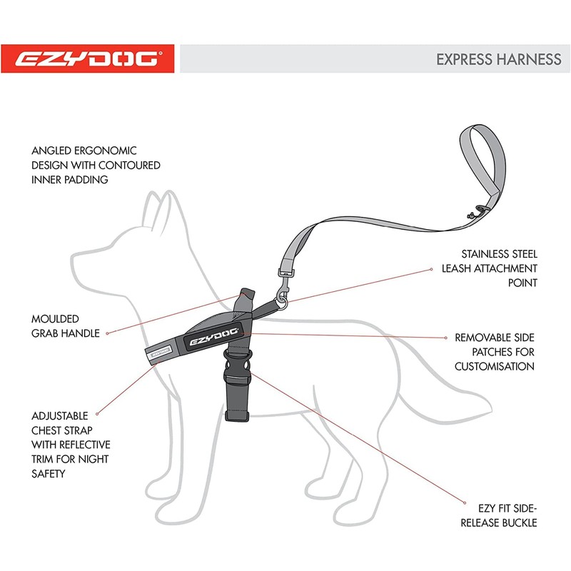 EzyDog Express Dog Harness - Adjustable Dog Harness for Large,