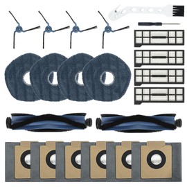 PopuLike 22 PCS Accessories Kit Compatible with Eufy X10 Pro Omni Vacuum, Replacement Parts Kit with 2 Main Brush, 4 Side Brushes, 4 Washable Filters, 4 Mop Cloth, 6 Replacement Dust Bags