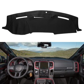 BERKSYDE Dashboard Dash Cover Leather Dashboard Cover Compatible with 2010-2014 Dodge Ram 1500 2500 3500(Black)