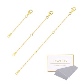 3 Pcs 14K Gold Plated Necklace Extenders for Women Bracelet Extender Anklet Extension for Women Jewelry Making (2/4/ 6 Inch)