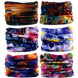 KINREE 6PCS Outdoor Magic Scarf, Elastic Headbands, Headscarves, Headwear, Mask (Oil Painting)