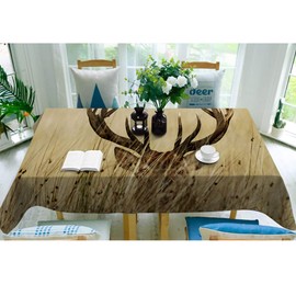 Moslion Animal Deer Head Tablecloth Moose Elk Antler Horn Stag African Safari Wild Exotic Nature Rectangle Tablecloth Picnic Tablecloth BBQ Table Cloths Polyester for Kitchen 60x84 Inch