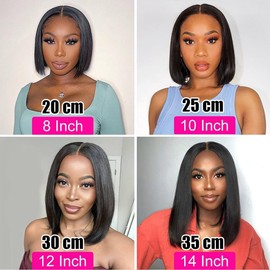 Short Bob Wig Real Hair Human Hair Glueless Wig 13 x 4 Lace Frontal Wig Bob Wig Natural Black Transparent Lace Front Wig Pre Plucked with Baby Hair (Black Bob Human Hair, 10 Inches)