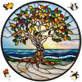 Ruikiyart Tree Puzzles for Adults 500 Pieces,Tree Wooden Jigsaw Puzzles,Tree of Life Unique Shaped Puzzle Challenge Christmas Family Puzzle Games for Adults Home Decor (16.5"*16.5")