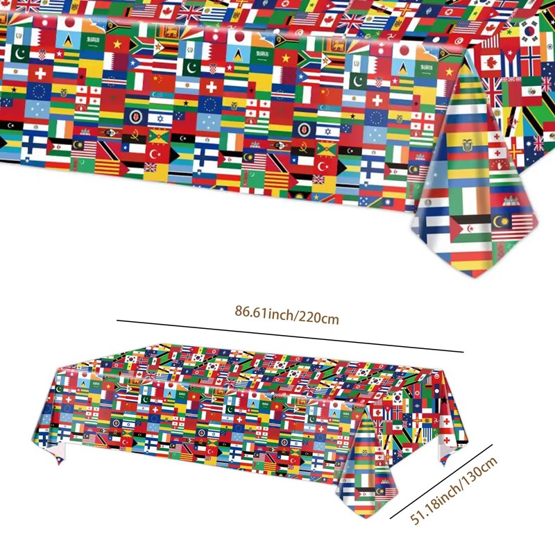SINGOMON 2PCS Word Flag Table Cloths International Party Table Cloths