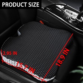 Osilly Car Seat Cushion, Auto Gel Infused Memory Foam Cushion for Driver Comfortable Driving Hip Pressure Relief Office Chair, Universal for Vehicles and Office Chairs (Black/Gray)