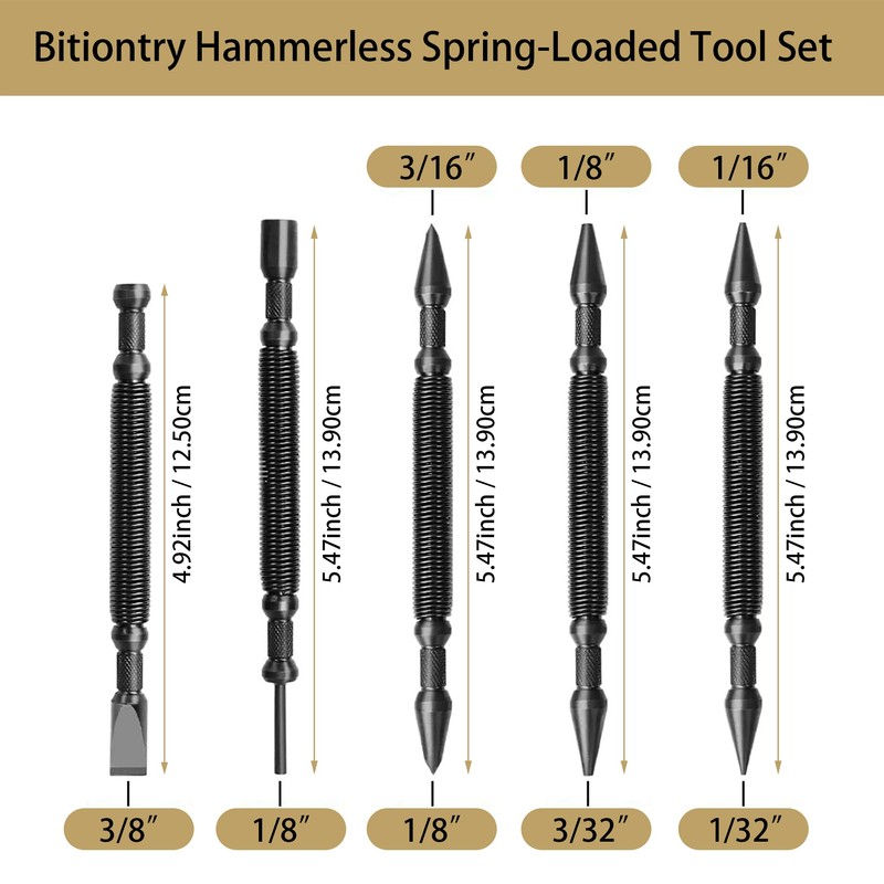 Bitiontry 5-Piece Nail Setter Dual Head Nail Set & Hinge