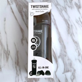 Twistshake Anti-Colic BPA Free 11oz Black All-In-One Feeding Bottle Large 4+M