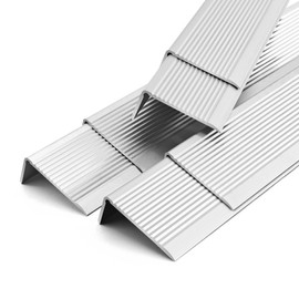 Bikykose 48” 6pcs 17.7 * 7.9" Silver Aluminum Peel and Stick Stair Nosing, Anti-Slip Edge Protector for Indoor & Outdoor Stairs, Waterproof Self-Adhesive Stair Molding Trim