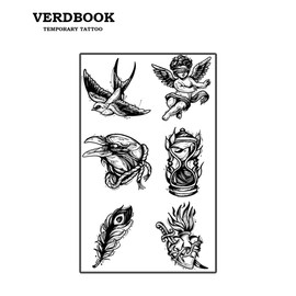 VERDBOOK Waterproof Temporary Tattoos: 2-Sheet Tattoo Kit with Realistic Body Stickers, Semi-Permanent Tattoos for Adults Lasting 7-15 Days – Safe for Men & Women, Feather Symphony