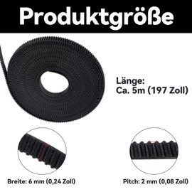 VZU GT2 Timing Belt 6mm Wide, 2mm Pitch, 5M Length for Creality Ender 3 Ender 3 Pro Ender 3 V2 CR-10 Anycubic Cobra CNC 3D Printer Open 2GT Belt with Copper Sleeves