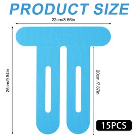 15pcs Precut Kinesiology Tape for Knees, Breathable & Waterproof Pre Cut Sport Tape Running Accessories Elastic Muscle Athletic Physio Kinetic Sticker Strips for Knee Stability and Muscle Support