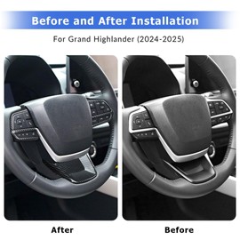 INTGET Center Console Steering Wheel Panel Cover for Toyota Grand Highlander Accessories 2024 2025 Car Interior Button Switch Frame Trim Stickers Protective Decoration (Carbon Fiber Pattern, 3PCS)