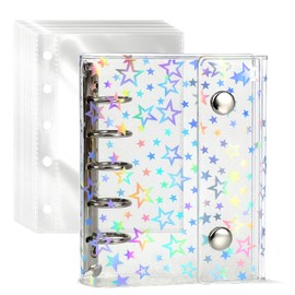 Shimashi Life Sticker Book, M5, Star Pattern, Binder, 5 Holes, Sticker Mount, Set of 10