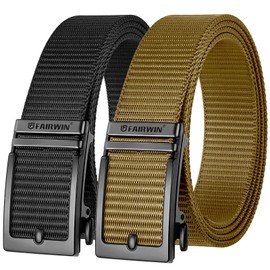 FAIRWIN Golf Belt 2 Pack Ratchet Belt for Men Adjustable Canvas EDC Belts Work Casual Belt Men’s Tactical Hiking Belt Travel