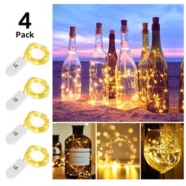LE Fairy Light Battery Operated, Warm White, 3.3ft 20 Micro Starry LED, Waterproof Decorative Cooper Wire String Light for Indoor Outdoor Wedding, Party, Bedroom, Mason Jar, Craft and More, Pack of 4