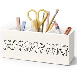 AQYIP Dentist Gifts Pen Pencil Holder for Desk, Dental Office Decor, Dental Hygienist Gifts Wooden Box Decorative Sign for Dentist Office Clinic Hospital Desk Tabletop Decor