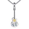 URONE Guitar Necklace 925 Sterling Silver Mountain Guitar Pendant Music