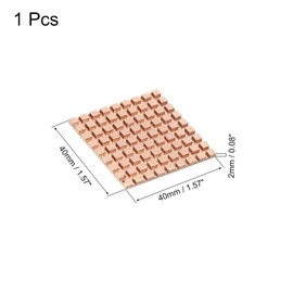sourcing map Pure Copper Heatsink Kit 40 x 40 x 2 mm for IC Chip MOS Memory Heat Dissipation with Thermal Pads