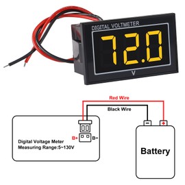 2pcs 0.56" Waterproof Battery Monitor 12V 24V 36V 48V 60V 72V,Golf cart LED Digital Volt Meter Battery Meter Gauge Voltage Display DC5-130V Apply to Golf Cart Car Cars, Boats Voltage Monitor (Yellow)