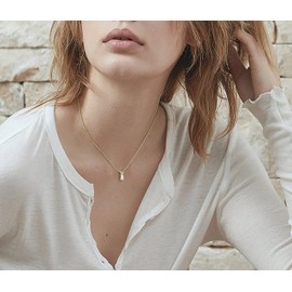 KristLand - 18K Gold Plated Dainty CZ Simulate Diamond Solitaire Round Pendant Heart Silver Necklace for Women Gift Chocker Chain Gold Marquise