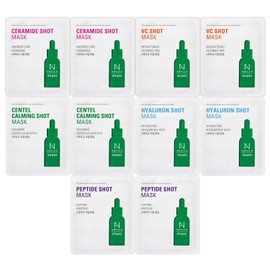 CORÉANA AMPLE:N Ampoule Shot Mask 10 Sheet - Facial Sheet Mask for Every Skin Concern - Peptide, Ceramide, Vitamin C, Cica, and Hyaluronic Acid - Skin Friendly Fabric for All Skin Types