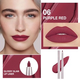 lip liner pencils, Modern Classic Lip Liner, Lip Liner Pigmented Vegan Matte, Lasting Finish Lip Liner, Luxurious Creamy Long Lasting Lip Liner, Prevents Feathering and Fading (10#Purple Red, 1)