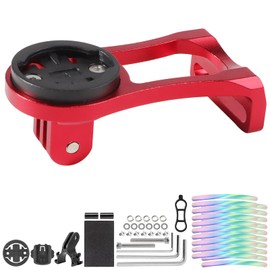 Aluminium Bicycle Mount for Garmin Edge 530 540 520 510 500 200 130 25 20 840 830 820 810 800 1000 1030 1040 Plus Explore 2 Bicycle Computer GPS Bicycle Mount with Wheel Sticker Stem Holder Red