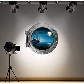 60 Second Makeover Limited Full Colour Pirate Ship Porthole Boys Wall Sticker Decal Kids Bedroom Decoration