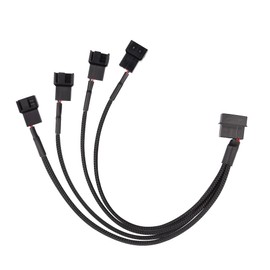4 Pin Molex to 4 x 3-Pin / 4-Pin PWM 12V PC Case Fan Power Supply Cable, 3-Pin or 4-Pin (PWM Plug) to Molex Computer Cooler Cooling Fan Splitter Y Power Cable