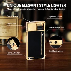 LYPOBALA Torch Lighter, Cool Butane Torch Lighter, Flat Jet Flame Refillable Butane Lighters, Unique Slim Pocket Lighter with Visible Window, Windproof Adjustable Fancy Lighters, Novelty Gifts for Men