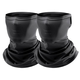 Vanolu Ice Silk UPF50+ Neck Gaiter, Summer Balaclava Face Mask for Men Women, Cooling Washable Sun Dust Wind Face Cover (Black*2)