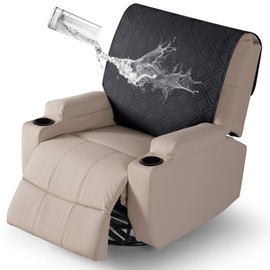 VANSOFY Recliner Chair Covers 100% Waterproof Backrest Cover Reclining Cover Non-Slip Dog Chair Cover Furniture Protector Washable Slipcover Elastic Straps for Pets, Dogs(Black)