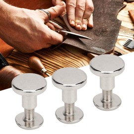 Juego de 50 remaches de cuero, remaches de encuadernación, tornillos de cabeza plana de cobre puro, remaches para uñas, remaches de cuero, herramientas de ajuste de 8 mm(Plata)