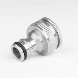 Brass Hose Tap Connector Adapter, 3/4 Inch and 1/2 Inch 2 in 1 Brass Female Tap Connector - for Hose, Thread Tap Adapter (Silver)