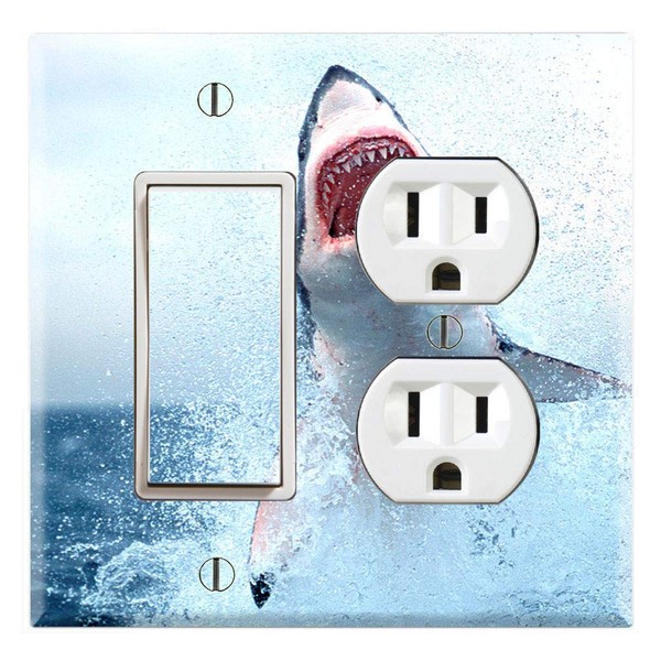 Graphics Wallplates - Great White Shark Attack - Rocker/GFCI Outlet