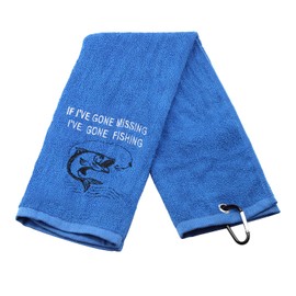 Fishing Towel Fisherman Gift If I've Gone Missing I've Gone Fishing Embroidered Towel with Clip (Gone Fishing)