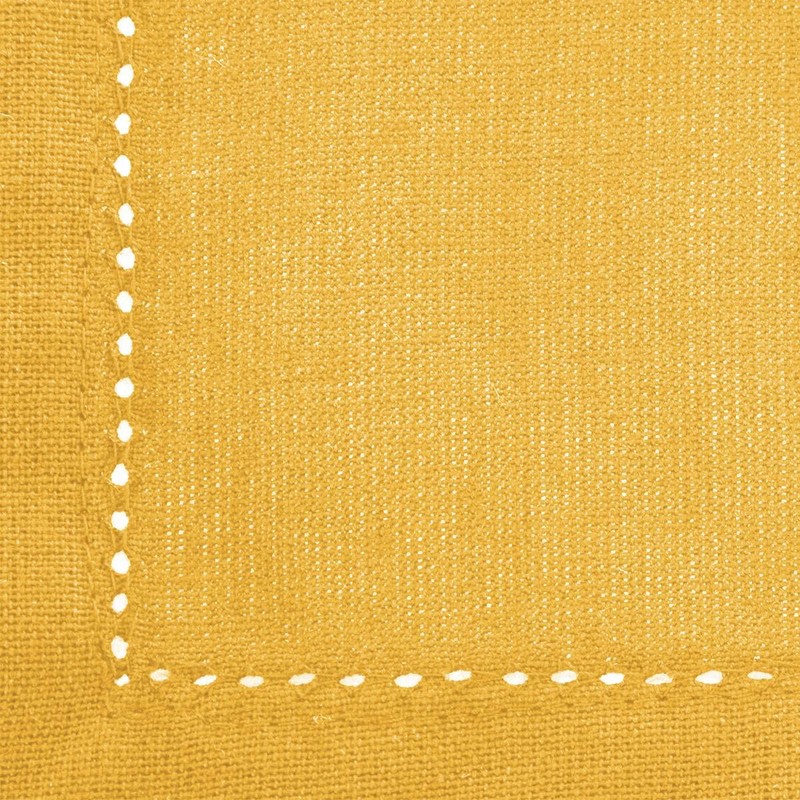 Atmosphera Jane Tablecloth Chambray Cotton Mustard Yellow 140 × 240